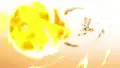 Scorbunny kicking a rock to channel its fiery powers