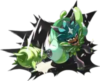 Teal Mask Ogerpon wielding its cudgel