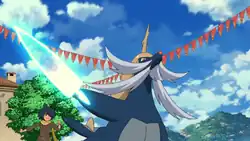 Leeku's Samurott using its seamitar in Pokémon the Movie: White—Victini and Zekrom and Black—Victini and Reshiram