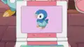 Lyra's Pokédex scanning Dawn's Piplup