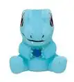 A plush toy of a Totodile holding an Oran Berry.