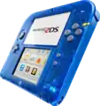 A Transparent Blue/Crystal Blue Nintendo 2DS