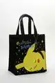 A Tote Bag featuring an illustration of a sleeping Pikachu; a Chesto Berry keychain is included.