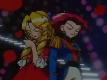 Jessie and James cross-dressing in the style of The Rose of Versailles
