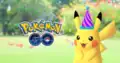 Pikachu wearing a party hat