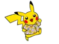 Pikachu wearing a Flower Pikachu Batik shirt