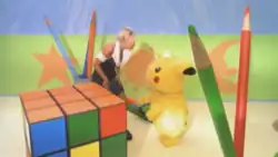 Pikachu and Eliana dolls in live action