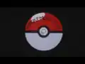 The Poké Ball with "POCKEMON LEAG" inscribed on it