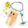 Charmander keychain (featuring a Squirtle Flag, a Meowth Balloon, and a Jolteon Cusheon)
