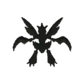 ""The silhouette Scyther embroidery from the Pokémon Shirts clothing line."