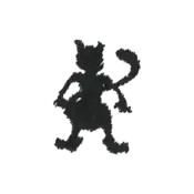 ""The silhouette Mewtwo embroidery from the Pokémon Shirts clothing line."