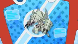 Rotom scanning Guzma's Golisopod