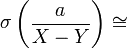 \mathop\sigma\left(\frac{a}{X-Y}\right)\cong