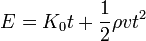 E=K_{0}t+\frac{1}{2}\rho{}vt^2