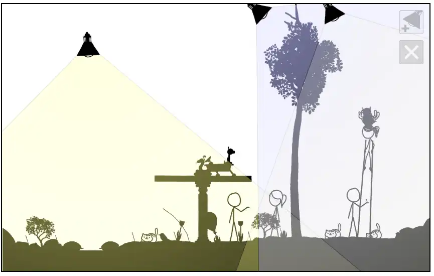 1663 garden Stilt girl now with both owl and two cats on head.png