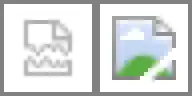 Shown on the left, Firefox uses a broken document for its broken image icon. It is a blank document with a fold on the top-right corner and ripped horizontally. On the right, Chrome's broken image icon is a picture depicting a green hill on a normal day with a cloud on its top-left corner and a neutral sky-blue background. There is a fold on the top-right corner and a clean cut from the center of the bottommost part to the center of the rightmost part.