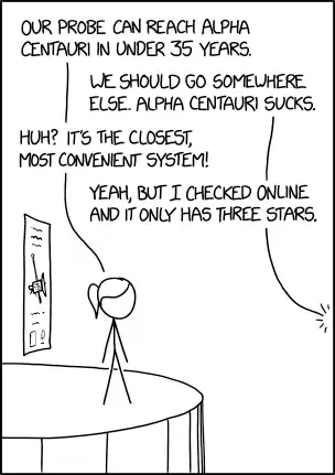 And let's be honest, it's more like two and a half stars. Proxima is barely a star and barely bound to the system.