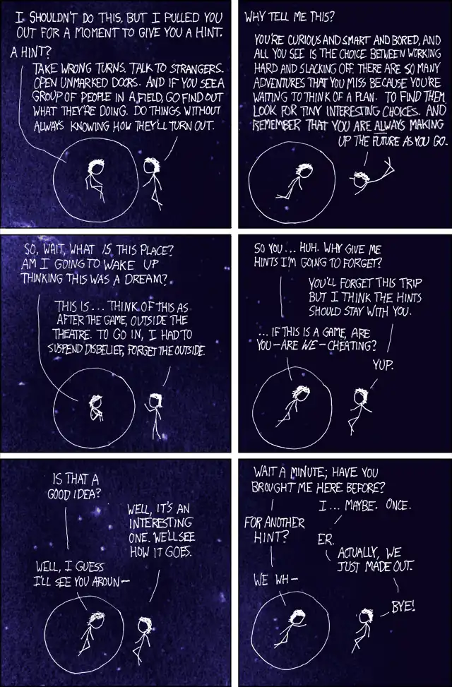 Making out with yourself: now an official xkcd theme? Troubling.