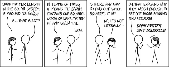 To detect dark matter, we just need to build a bird feeder that spins two squirrels around the rim in opposite directions at relativistic speeds and collides them together.