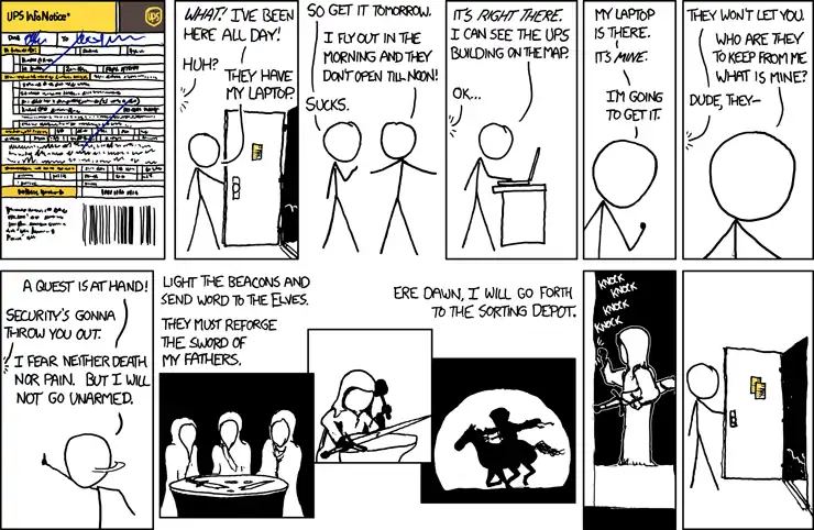 You can arrange a pickup of your sword in Rivendell between the hours of noon and 7:00 PM.