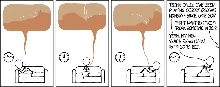 I just want to stay up long enough to watch the ball drop into the hole number 2018.