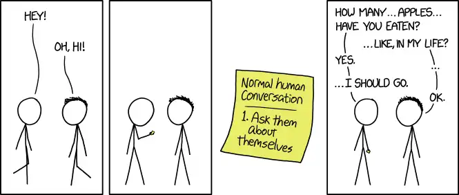 Just tell me everything you're thinking about in order from most important to last, and then we'll be friends and we can eat apples together.