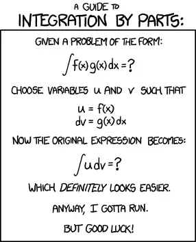 If you can manage to choose u and v such that u = v = x, then the answer is just (1/2)x², which is easy to remember. Oh, and add a '+C' or you'll get yelled at.