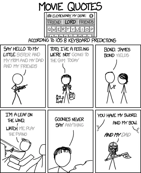 More actual results: 'Hello. My name is Inigo Montoya. You [are the best. The best thing ever]', 'Revenge is a dish best served [by a group of people in my room]', and 'They may take our lives, but they'll never take our [money].'