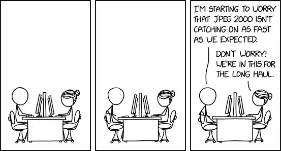 I was actually a little relieved when I learned that JPEG2000 was used in the DCI digital cinema standard. I was feeling so bad for it!