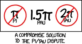 Conveniently approximated as e+2, Pau is commonly known as the Devil's Ratio (because in the octal expansion, '666' appears four times in the first 200 digits while no other run of 3+ digits appears more than once.)