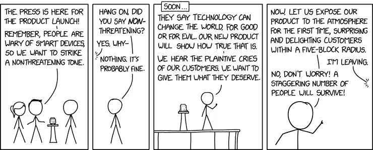 "Okay, that was weird, but the product reveal was normal. I think the danger is pas--" "One more thing." "Oh no."