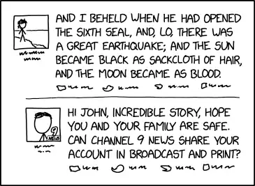 And the heaven departed as a scroll when it is rolled together, but then more heaven kept appearing to replace it, as if the scroll was infinite.