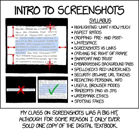 For the final exam, you take a screenshot showing off all the work you've done in the class, and it has to survive being uploaded, thumbnailed, and re-screenshotted through a chain of social media sites.