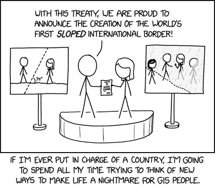 "The slope will be 74° at ground level." "Okay, I think we can hack together a ... wait, why did they specify ground level? It's 74° everywhere, right? ... Oh no, there's a whole section in the treaty labeled 'curvature.'"