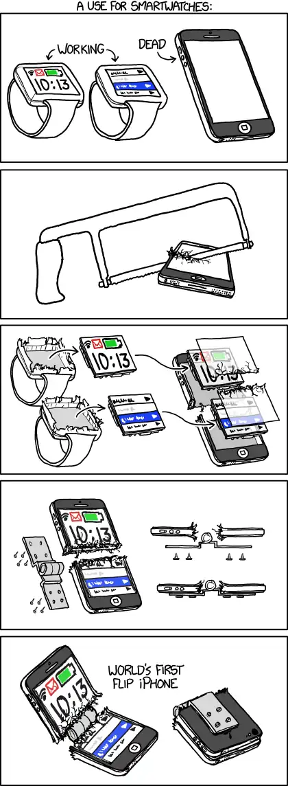 This is even better than my previous smartphone casemod: an old Western Electric Model 2500 desk phone handset complete with a frayed, torn-off cord dangling from it.