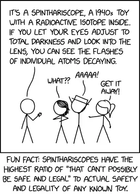 Other high scorers are melt-in-your-hand aluminum-destroying gallium and tritium-powered glowsticks. Lawn darts are toward the other end.