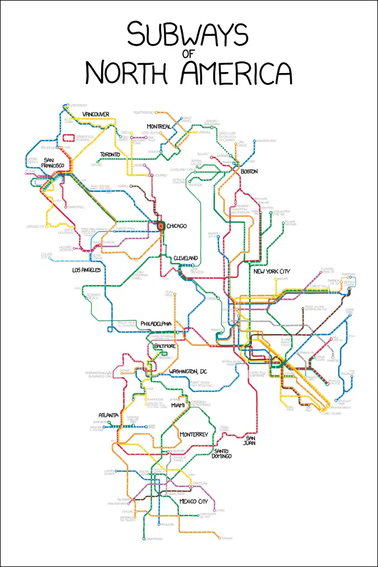 About one in three North American subway stops are in NYC.