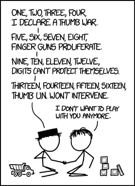 "Seventeen, eighteen, nineteen, twenty--" / "Can't we just read Pat the Bunny?"