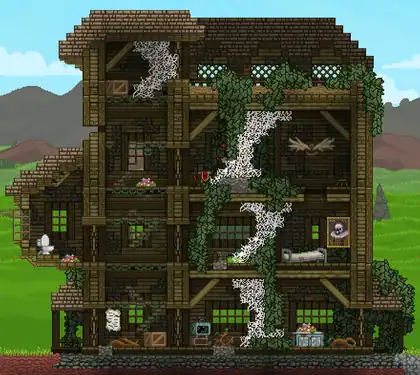 All Garden planets have an abandoned house (overgrown with Spider Silk and Plant Matter). You can repair it if you want. It can also be dismantled for materials.