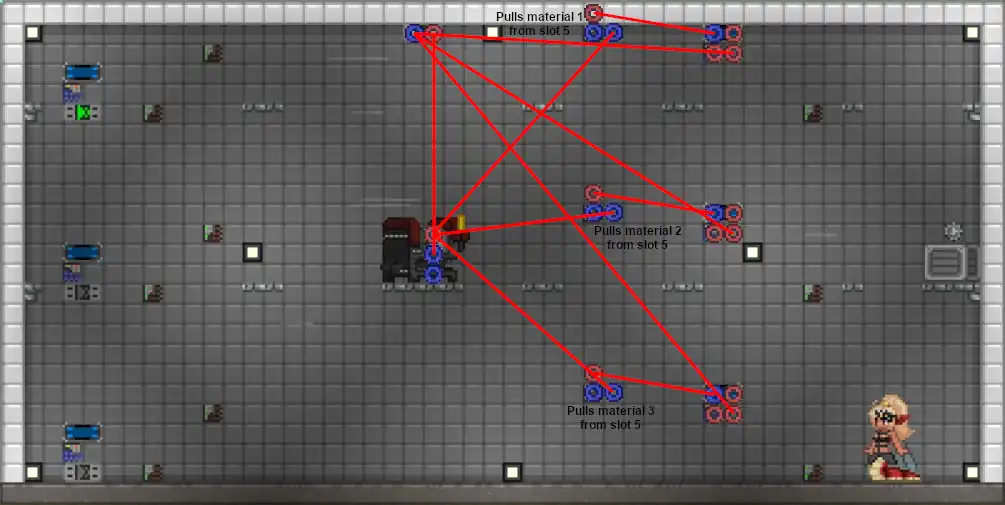Duplicated material is pulled from the duplicator and placed into a buffer. Turns off duplicator.