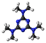 Ball-and-stick model of the altretamine molecule