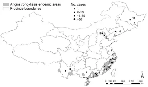 Provinces in People’s Republic of China where cases have been reported[30]