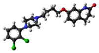 Ball-and-stick model of the aripiprazole molecule