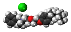 Space-filling model of the component ions benzethonium chloride