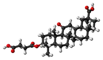 Ball-and-stick model of the carbenoxolone molecule