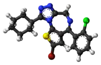 Ball-and-stick model of the ciclotizolam molecule