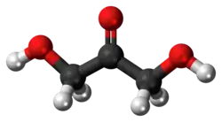 Ball-and-stick model of the dihydroxyacetone molecule