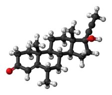 Ball-and-stick model of the dimethisterone molecule