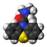 Space-filling model of the Dimethylaminopropionylphenothiazine molecule