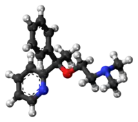 Ball-and-stick model of the doxylamine molecule